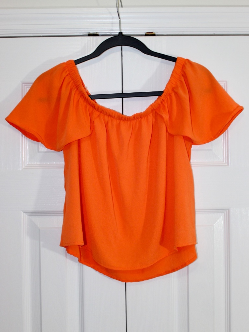 Peach Love Orange Off Shoulder Flowy Top Size Small